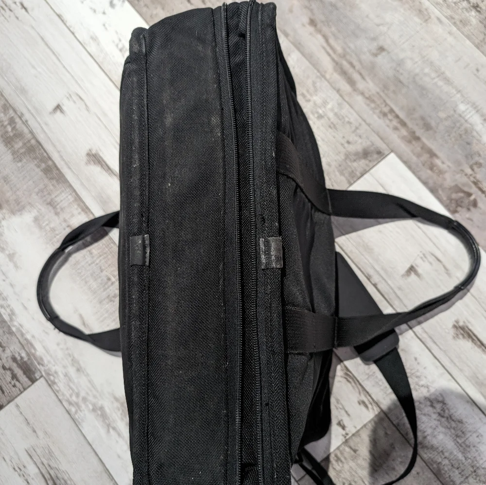 TUMI Alpha Expandable Black Monogram Briefcase/Laptop Bag W/ Aftermarket Strap!‎